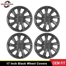 17 Inch Black Wheel Covers Hub Caps Snap On For R17 Tire Steel Rim Full Set 4pcs