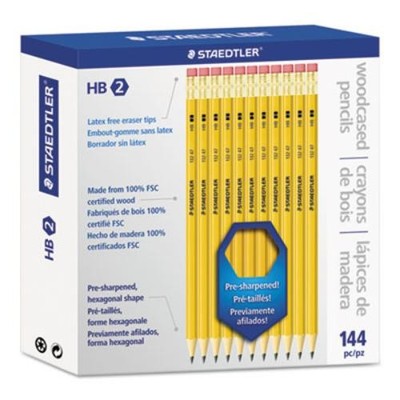 Staedtler Pre-sharpened No. 2 Pencils - Hb Pencil Grade - Inkyellow Lead - Wood