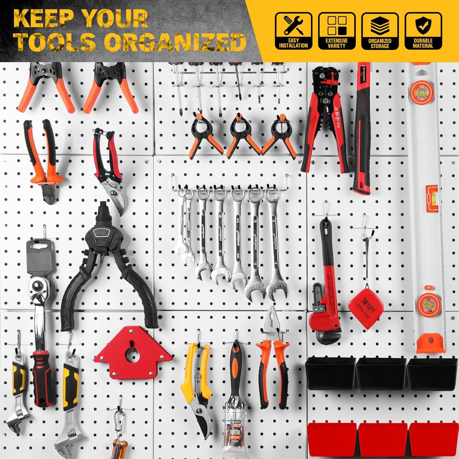 ELEAD 297 Piece Pegboard Hooks Kit, Peg Board Organizer Accessories with Bins fo