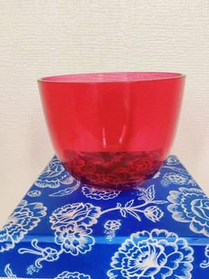 Vintage Mid Century Modern Rubin Preiselbeerrot Kunstglas Roly-Poly Schale