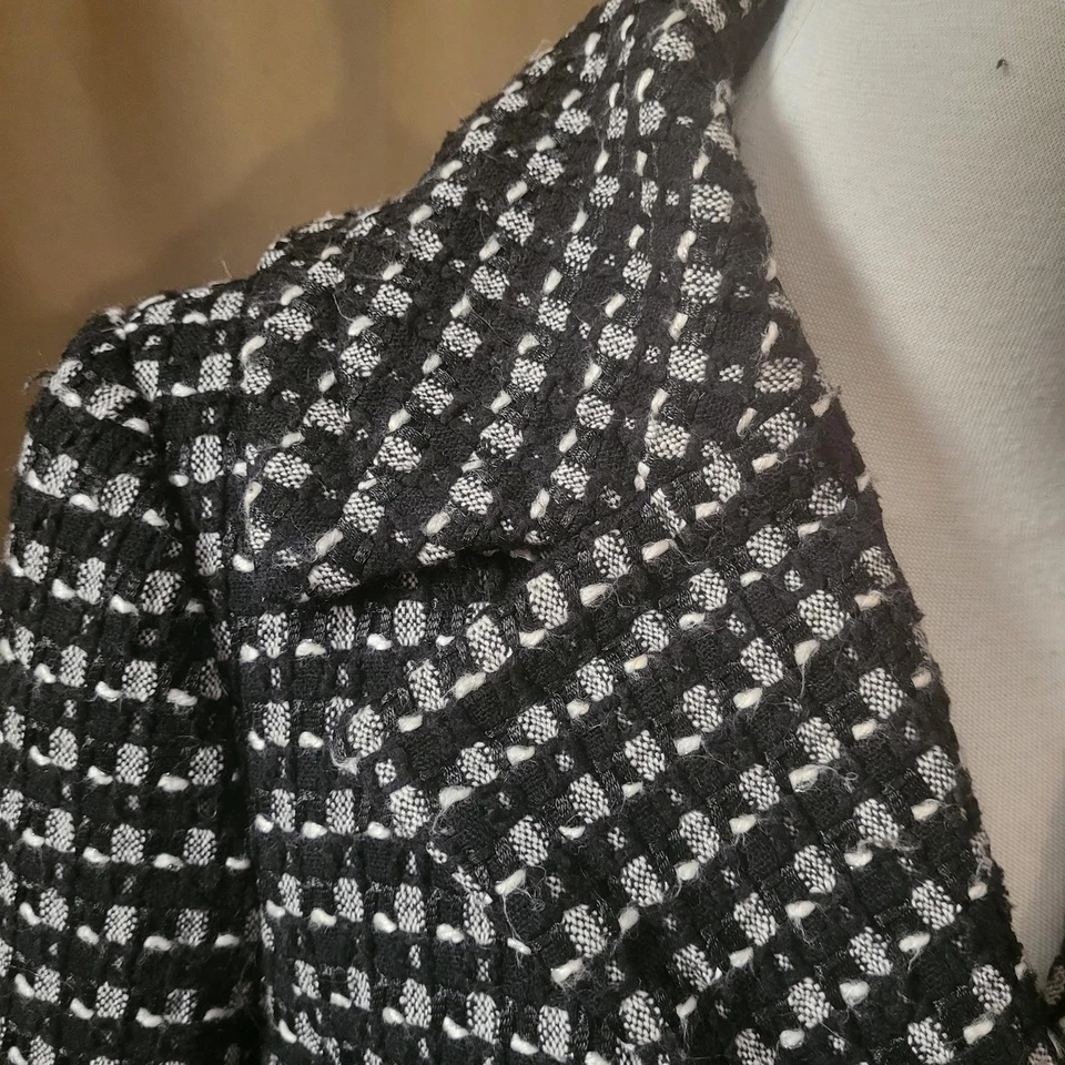 Abrigo Worthington Talla M Negro Blanco Botón a Cuadros Cálido Carrera Lana Acogedor Foto 3 de 4