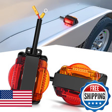 Gooacc Led Fender Pedestal Light 2Pcs 14 Diodes Red Amber Pre Wired Trailer