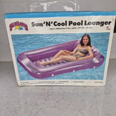 Vintage 1990's Splash Club Sun'N'Cool Pool Lounger 77'' X 48'' Inflatable NEW