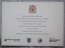 Invitation of the official UEFA dinner for the draw 1996 UEFA Euro