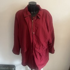 Dannimac Brand Hooded Raincoat Red, Zip Fasting And Inside Pockets Pre Loved