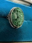Antique Chinese Carved Jadeite Jade Seed Pearl Ring Solid Gold 13.3k Tested*READ — photo 3
