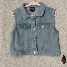 My Destiny Girls 6X Light Wash Denim Vest Star Buttons Sleeveless Blue Jean Boho