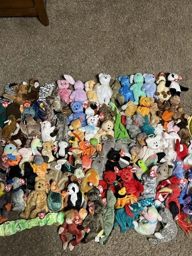Huge Lot of 100 Vintage Beanie Babies TY Tags Animals & Bears
