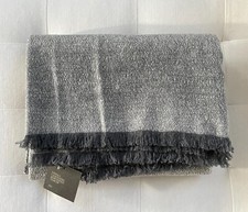 Restoration Hardware NEPALI CASHMERE BORDERED Throw 50 X 70 Marled Carbon NWT