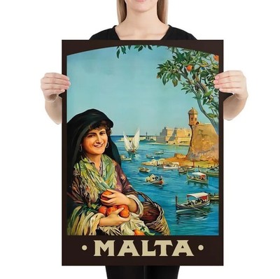 Malta, Valletta 1910s   retro travel poster, vintage travel print