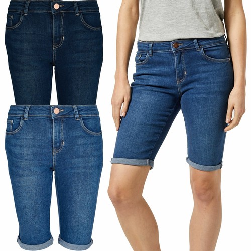 EX marchio o M\u0026S Donna Stretch Denim Pantaloncini Lunghi 3/4 al ginocchio  chino Da Donna | eBay