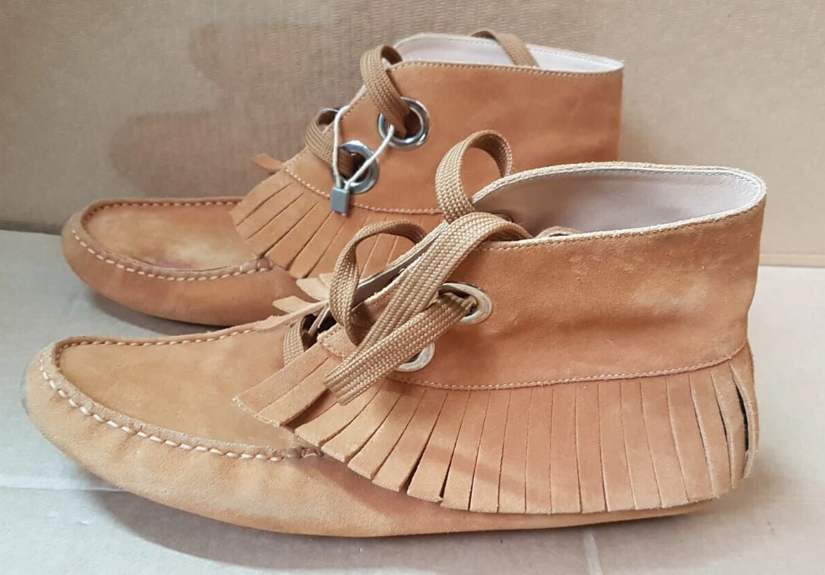 TOD’S TOD'S Stivaletti da donna in camoscio marrone con frange UK 6 5 EUR 40