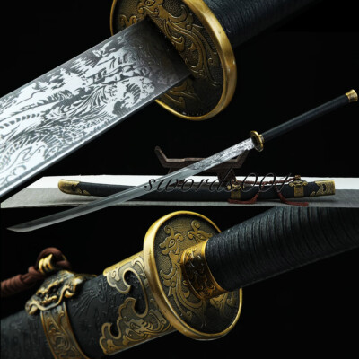 56 In Sharp Miao Dao Broadsword Chinese Saber Carbon Steel Ward