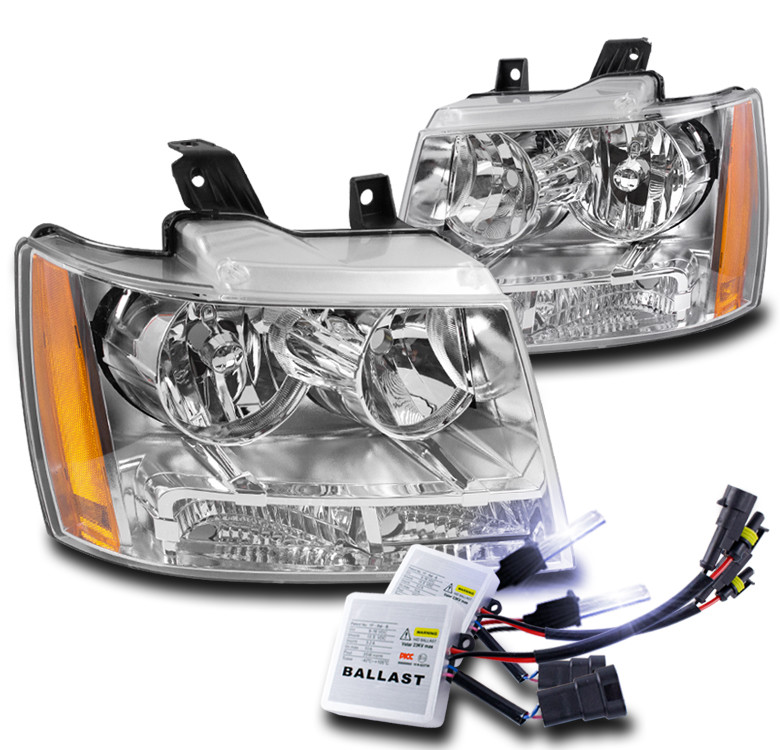 07-14 CHEVY SUBURBAN/TAHOE/13 AVALANCHE HEADLIGHT LAMP CHROME W