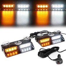 Foxcid Led Windshield Visor Strobe Light Emergency Hazard Warning White Amber Foxcid Led Windshield Visor Strobe Light Emergency Hazard Warning White Amber