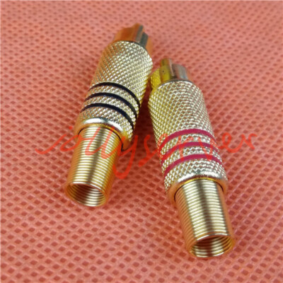 2PCS Gold Rca Audiokabel Stecker Hülse Verbinder