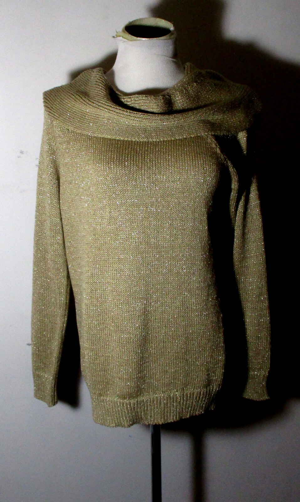 JACLYN SMITH Golden Tan Metallic Cowl Neck Sweater Women's Size M NWT