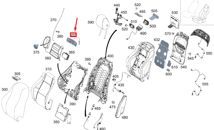 MERCEDES-BENZ GLE W167 Front Left Seat Backrest Fan A0999061102