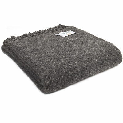TWEEDMILL TEXTILES 100% Wolle Schlafsofa Decke Teppich WAFER SCHIEFERGRAU ÜBERWURF