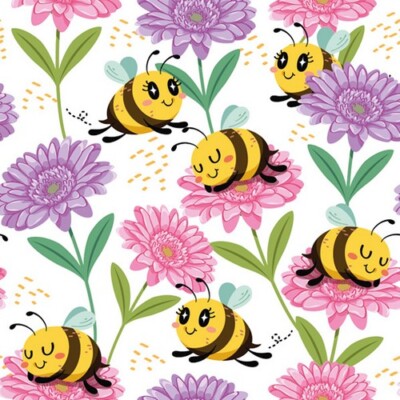 20 Servietten Happy Bees on Flowers Bienen Tiere Blumen Garten Lustig 33x33cm