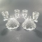 Candle Holders Imperial Vintage Pair Clear Glass Double Taper 4.5" Tall Sticks