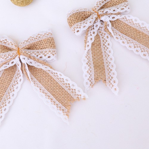 6pcs Burlap Bowknot Fall Bows Wreaths Christmas Ornament Bows - Picture 5 of 11