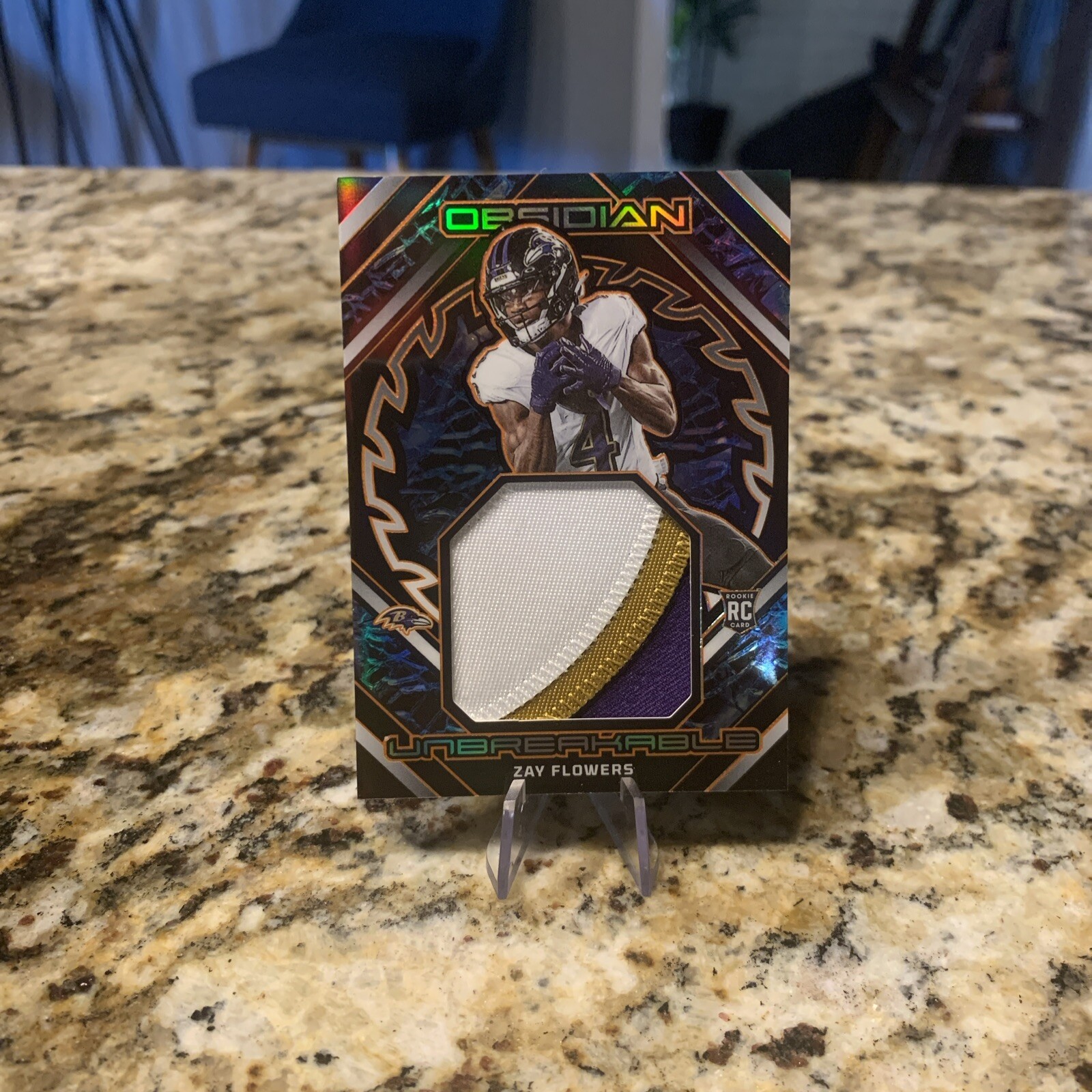 2023 Obsidian Zay Flowers Unbreakable Patch /49 Baltimore Ravens