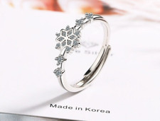 💍 Anello Donna ❄️ Fiocco di Neve Zirconi 💎 Argento 925 Regolabile Regalo
