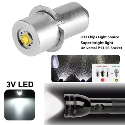 LED Conversion/upgrade Bulbs White for Maglite 2 Cell C/D Flashlights 3W