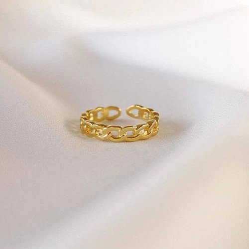 Adjustable Cubin Chain Ring Silver love ring couple ring promise ring band