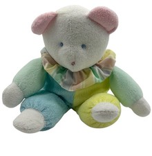 Eden Teddy Bear Vintage Plush Pastel Color Block Baby Lovey Stuffed Animal