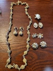 Vintage Crown Trifari Gold Tone Jewelry Lot,earrings  Necklace  Brooch. READ