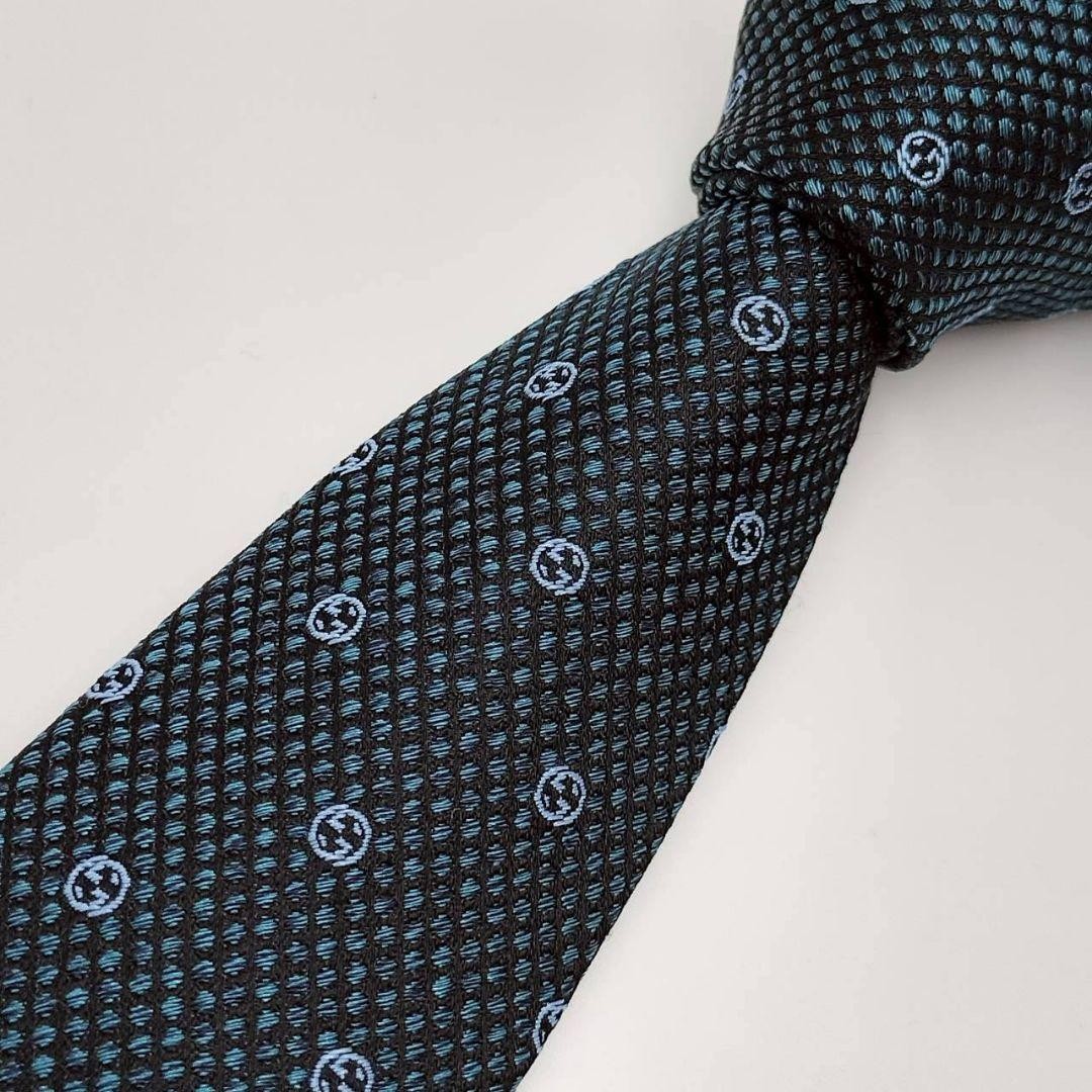 Level Gucci Narrow Tie    Interlocking Jacquard B… - image 2