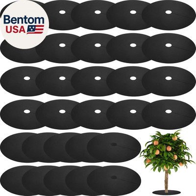 30 Pieces Weed Barrier Mats Non Woven Tree Mulch Ring Thickened Tree Protectors 