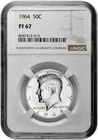 1964 50c Silver Proof Kennedy Half Dollar NGC Graded PF 67 with New Holder