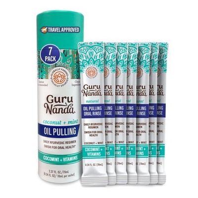 GuruNanda Travel Sachets Coconut Oil 0.34 Fl Oz (Pack of 7), Pale Yellow