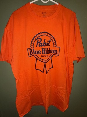 Vintage Pabst Blue Ribbon Beer T Shirt Mens XL Blaze Orange Big Logo PBR
