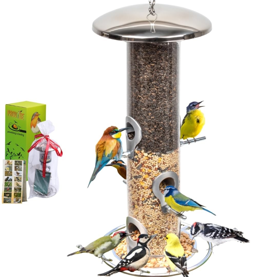 HEAVY DUTY stainless steel metal bird feeder, easy clean garden bird seed fee...