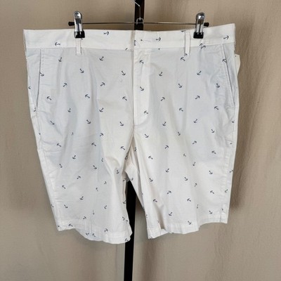 NEW IZOD Mens Advantage Performance Anchor Print Shorts White 36 Sport flex