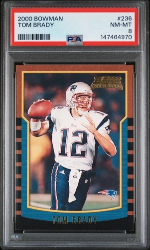 2000 BOWMAN #236 TOM BRADY ROOKIE RC PSA 8