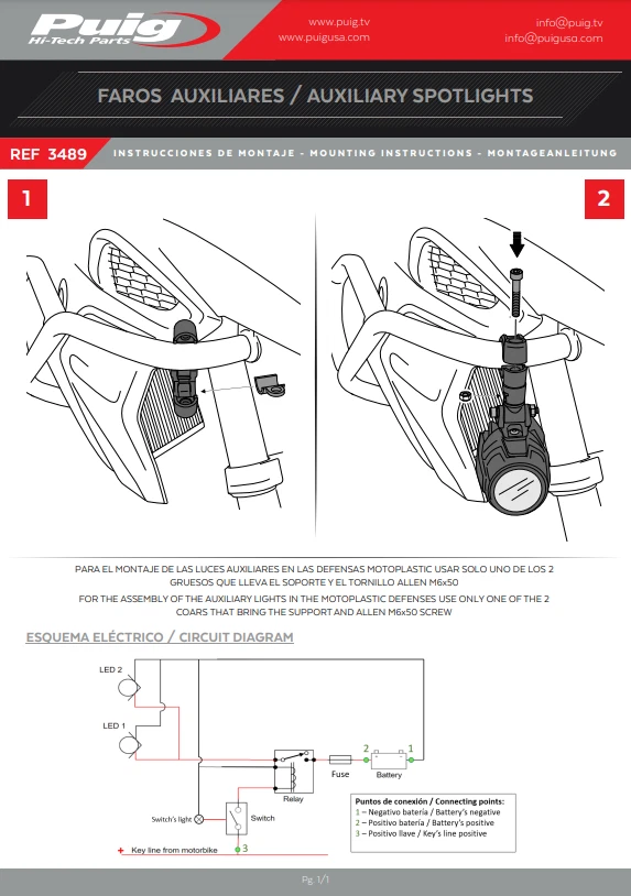 Luces auxiliares Puig para barras de motor 20,5/25 mm Triumph Tiger 800 XC 11 - 17 Foto 4 de 4