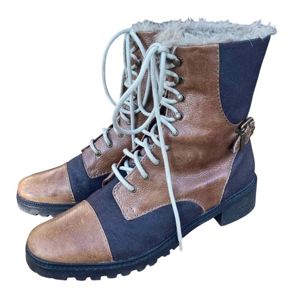 7 Для всего человечества ботинки размер 10 работы носить moto коричневый искусственной стрижки на шнуровке - Изображение 2 из 4