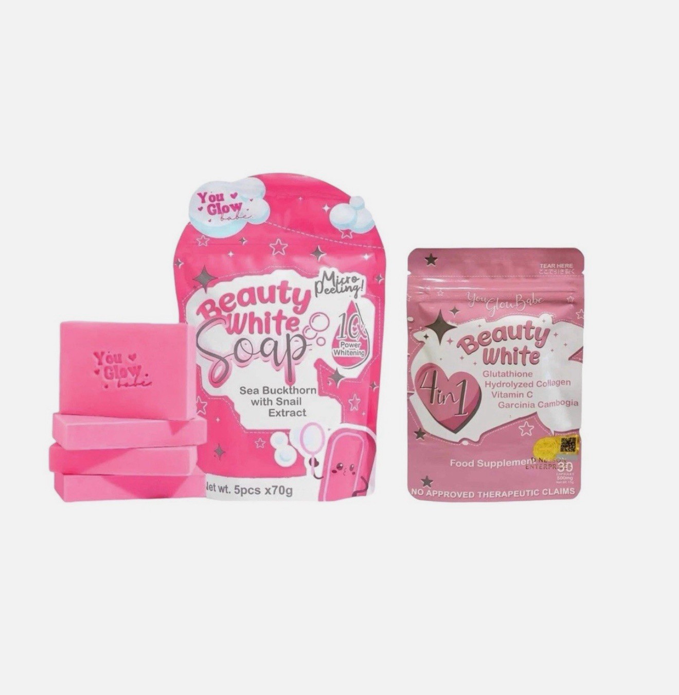 You Glow Babe Beauty White 4 in 1 Glutathione Capsules & Beauty White Soap