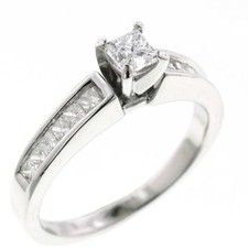 14K White Gold 1/2 Carat Natural Princess Diamond Engagement Ring Size 6.5