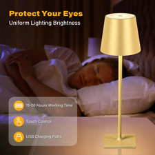 2 Pack Cordless Table Lamps, 3 Colors Stepless Dimming, 5000Mah Rechargeable ...