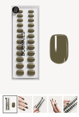Doonails Soft Gel Press Ons Moss Green Short Square 