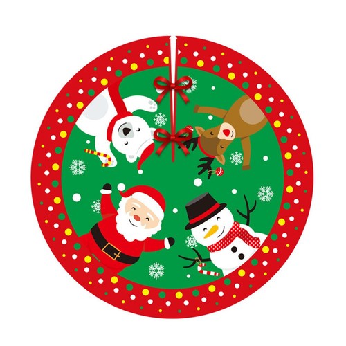 Cute and Charming Cartoon Print Holiday Decor Christmas Tree Skirt 90cm - Picture 8 of 22