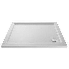 Image of Nuie Slip-Resistant White Shower Tray Low Profile Slimline Stone Resin Anti-Slip