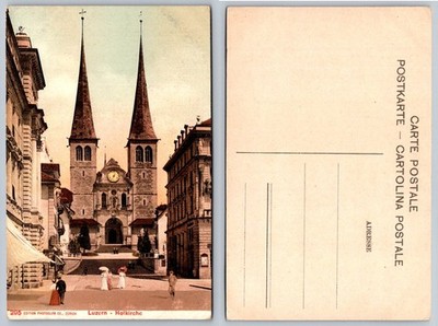 Luzern Hofkirche Switzerland Vintage Postcard Photoglob Co. Zurich c.1900s