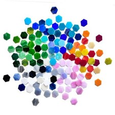 100 Pieces Hexagon Glass Mosaic Tiles for Crafts Stained Glass Mixed Colors